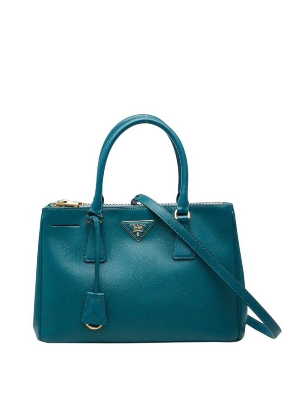Prada Galleria Shoulder Bag Blue Green Saffiano Leather